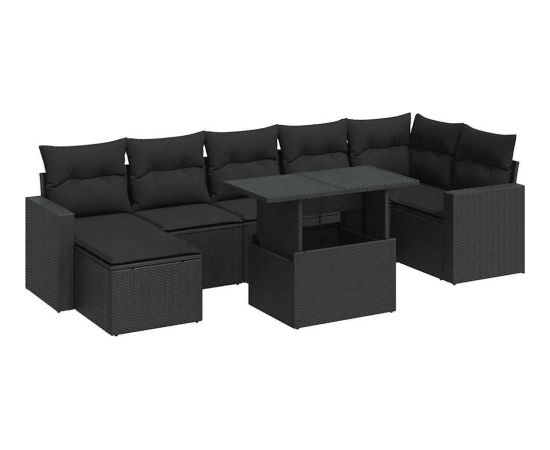 vidaXL vidaXL 8-cz. zestaw wypoczynkowy do ogrodu, z poduszkami, czarny Dārza mēbeļu komplekti