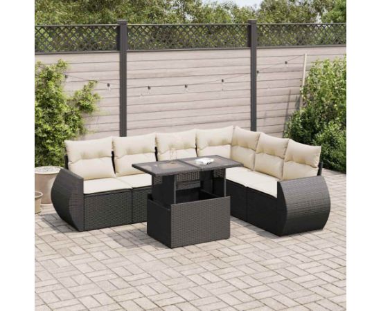 vidaXL vidaXL 7-cz. zestaw wypoczynkowy do ogrodu, z poduszkami, czarny Dārza mēbeļu komplekti