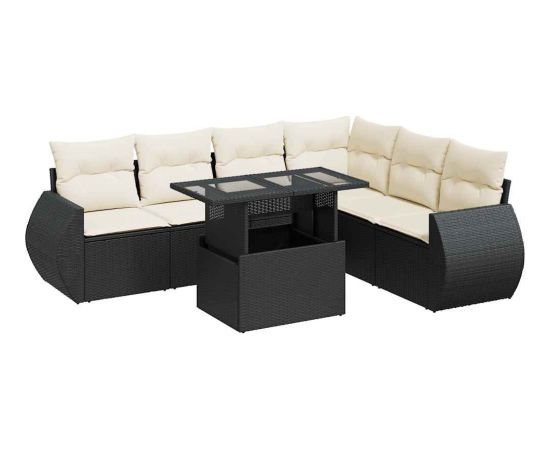 vidaXL vidaXL 7-cz. zestaw wypoczynkowy do ogrodu, z poduszkami, czarny Dārza mēbeļu komplekti