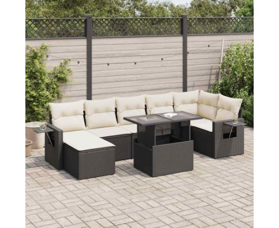 vidaXL vidaXL 8-cz. zestaw wypoczynkowy do ogrodu, z poduszkami, czarny Dārza mēbeļu komplekti