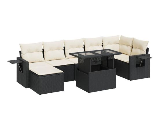 vidaXL vidaXL 8-cz. zestaw wypoczynkowy do ogrodu, z poduszkami, czarny Dārza mēbeļu komplekti