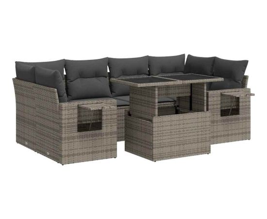 vidaXL vidaXL 7-cz. zestaw wypoczynkowy do ogrodu, z poduszkami, szary Dārza mēbeļu komplekti