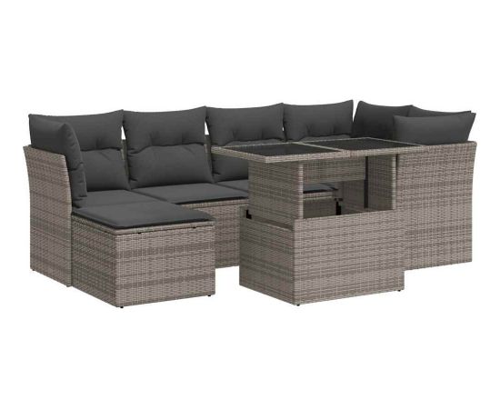 vidaXL vidaXL 7-cz. zestaw wypoczynkowy do ogrodu, z poduszkami, szary Dārza mēbeļu komplekti