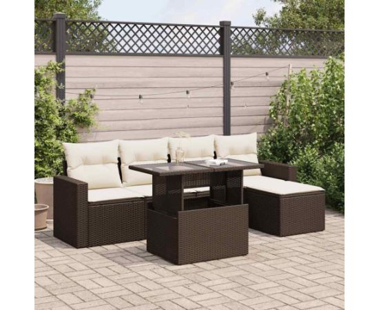 vidaXL vidaXL 6-cz. zestaw wypoczynkowy do ogrodu, z poduszkami, brązowy Dārza mēbeļu komplekti