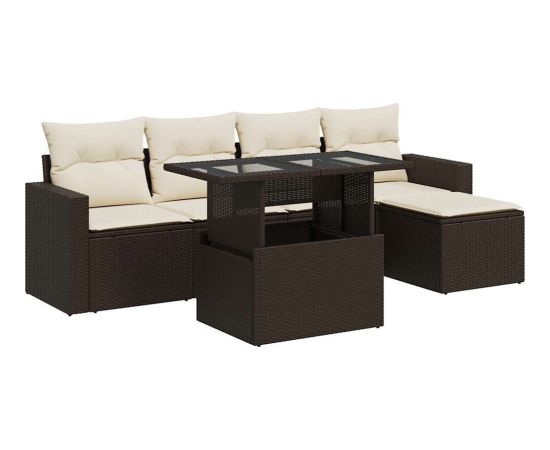 vidaXL vidaXL 6-cz. zestaw wypoczynkowy do ogrodu, z poduszkami, brązowy Dārza mēbeļu komplekti