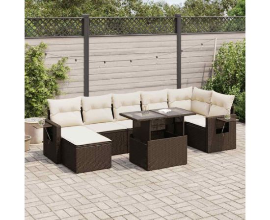 vidaXL vidaXL 8-cz. zestaw wypoczynkowy do ogrodu, z poduszkami, brązowy Dārza mēbeļu komplekti