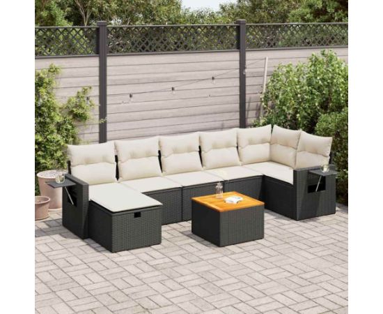 vidaXL vidaXL 8-cz. zestaw wypoczynkowy do ogrodu, z poduszkami, czarny Dārza mēbeļu komplekti