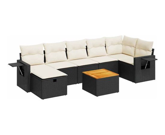 vidaXL vidaXL 8-cz. zestaw wypoczynkowy do ogrodu, z poduszkami, czarny Dārza mēbeļu komplekti