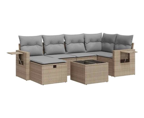 vidaXL vidaXL 7-cz. zestaw wypoczynkowy do ogrodu, z poduszkami, beżowy Dārza mēbeļu komplekti