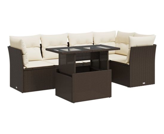 vidaXL vidaXL 6-cz. zestaw wypoczynkowy do ogrodu, z poduszkami, brązowy Dārza mēbeļu komplekti