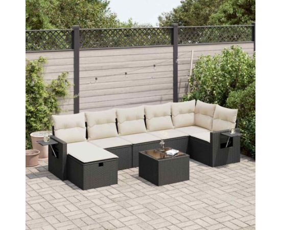 vidaXL vidaXL 8-cz. zestaw wypoczynkowy do ogrodu, z poduszkami, czarny Dārza mēbeļu komplekti