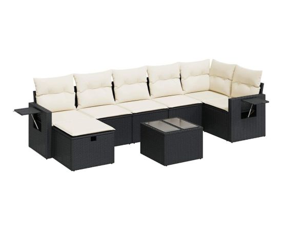 vidaXL vidaXL 8-cz. zestaw wypoczynkowy do ogrodu, z poduszkami, czarny Dārza mēbeļu komplekti