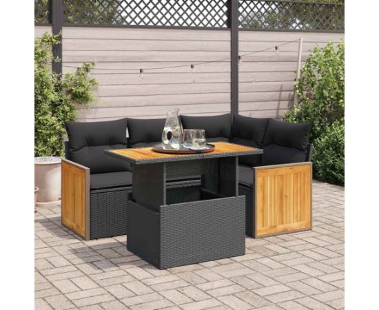 vidaXL vidaXL 5-cz. zestaw wypoczynkowy do ogrodu, poduszki polirattan akacja Dārza mēbeļu komplekti