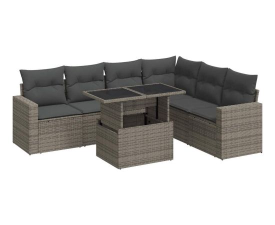 vidaXL 7-cz. zestaw wypoczynkowy do ogrodu, z poduszkami, szary Dārza mēbeļu komplekti