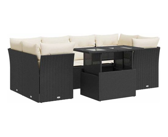 vidaXL vidaXL 7-cz. zestaw wypoczynkowy do ogrodu, z poduszkami, czarny Dārza mēbeļu komplekti