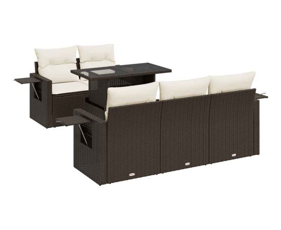 vidaXL vidaXL 6-cz. zestaw wypoczynkowy do ogrodu, z poduszkami, brązowy Dārza mēbeļu komplekti