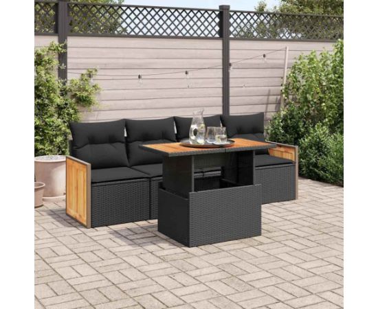 vidaXL vidaXL 5-cz. zestaw wypoczynkowy do ogrodu, poduszki polirattan akacja Dārza mēbeļu komplekti