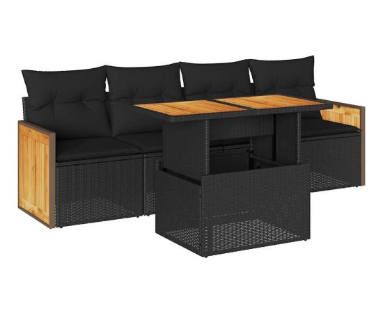 vidaXL vidaXL 5-cz. zestaw wypoczynkowy do ogrodu, poduszki polirattan akacja Dārza mēbeļu komplekti