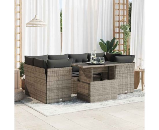 vidaXL vidaXL 7-cz. zestaw wypoczynkowy do ogrodu, z poduszkami, szary Dārza mēbeļu komplekti