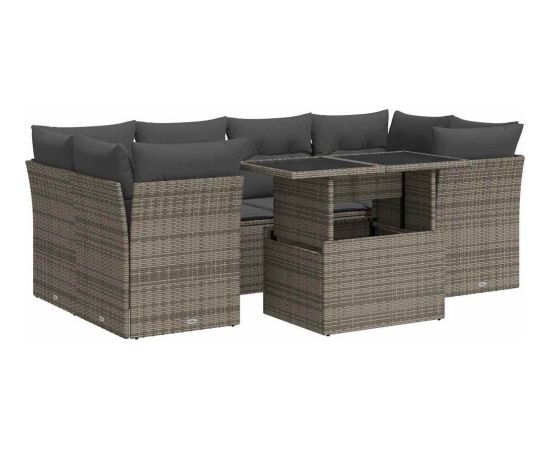 vidaXL vidaXL 7-cz. zestaw wypoczynkowy do ogrodu, z poduszkami, szary Dārza mēbeļu komplekti