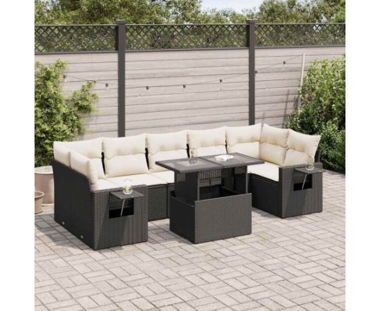 vidaXL vidaXL 8-cz. zestaw wypoczynkowy do ogrodu, z poduszkami, czarny Dārza mēbeļu komplekti