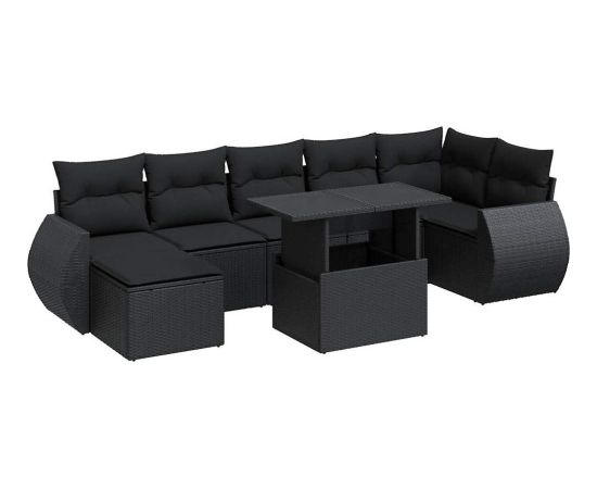 vidaXL vidaXL 8-cz. zestaw wypoczynkowy do ogrodu, z poduszkami, czarny Dārza mēbeļu komplekti