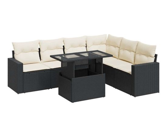 vidaXL vidaXL 7-cz. zestaw wypoczynkowy do ogrodu, z poduszkami, czarny Dārza mēbeļu komplekti