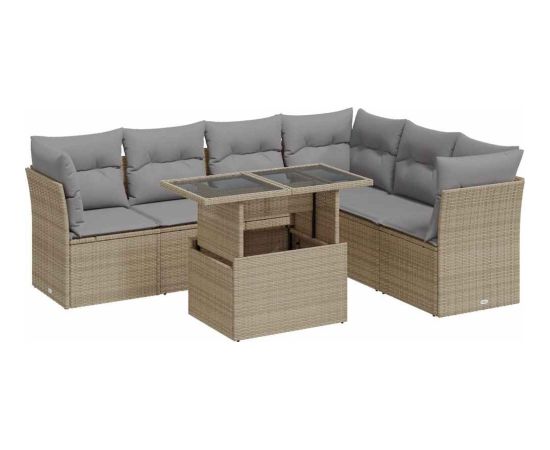 vidaXL vidaXL 7-cz. zestaw wypoczynkowy do ogrodu, z poduszkami, beżowy Dārza mēbeļu komplekti