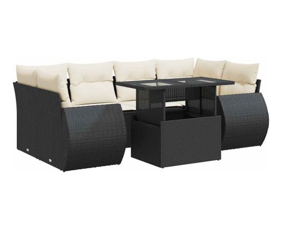 vidaXL vidaXL 7-cz. zestaw wypoczynkowy do ogrodu, z poduszkami, czarny Dārza mēbeļu komplekti