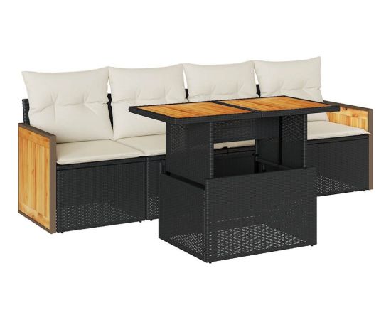 vidaXL vidaXL 5-cz. zestaw wypoczynkowy do ogrodu, poduszki polirattan akacja Dārza mēbeļu komplekti