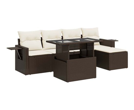 vidaXL vidaXL 6-cz. zestaw wypoczynkowy do ogrodu, z poduszkami, brązowy Dārza mēbeļu komplekti