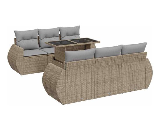 vidaXL vidaXL 7-cz. zestaw wypoczynkowy do ogrodu, z poduszkami, beżowy Dārza mēbeļu komplekti