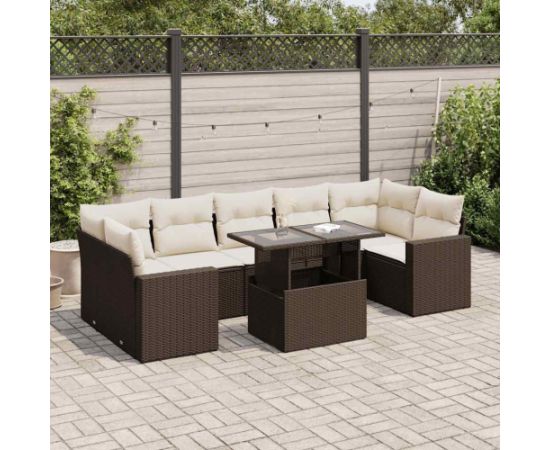 vidaXL vidaXL 8-cz. zestaw wypoczynkowy do ogrodu, z poduszkami, brązowy Dārza mēbeļu komplekti