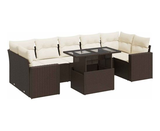 vidaXL vidaXL 8-cz. zestaw wypoczynkowy do ogrodu, z poduszkami, brązowy Dārza mēbeļu komplekti