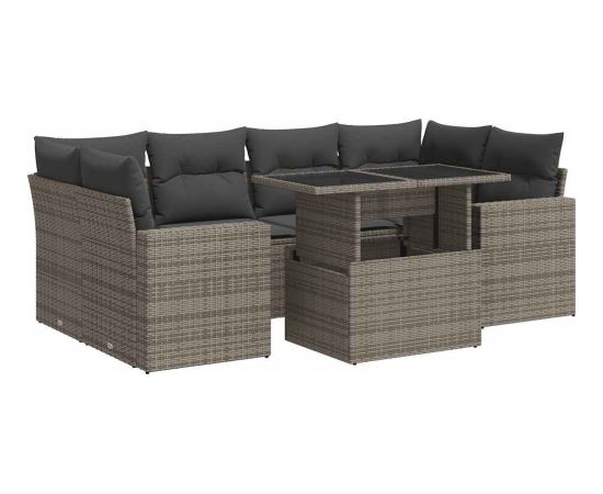 vidaXL vidaXL 7-cz. zestaw wypoczynkowy do ogrodu, z poduszkami, szary Dārza mēbeļu komplekti