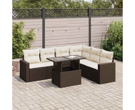 vidaXL vidaXL 7-cz. zestaw wypoczynkowy do ogrodu, z poduszkami, brązowy Dārza mēbeļu komplekti