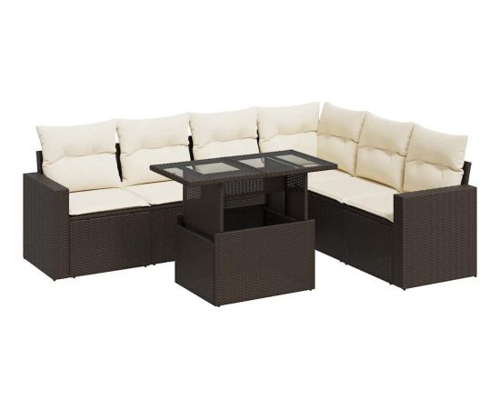 vidaXL vidaXL 7-cz. zestaw wypoczynkowy do ogrodu, z poduszkami, brązowy Dārza mēbeļu komplekti