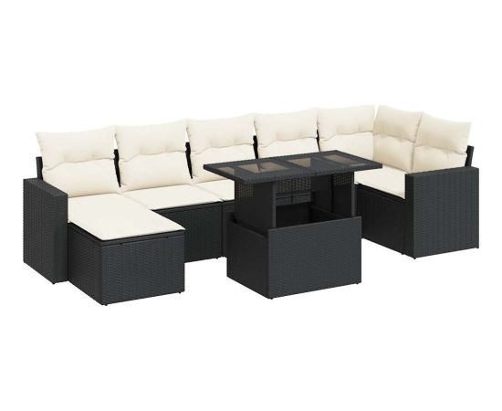 vidaXL vidaXL 8-cz. zestaw wypoczynkowy do ogrodu, z poduszkami, czarny Dārza mēbeļu komplekti