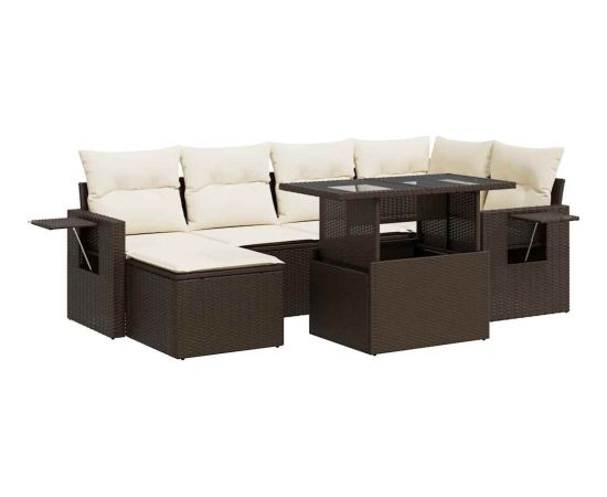 vidaXL vidaXL 7-cz. zestaw wypoczynkowy do ogrodu, z poduszkami, brązowy Dārza mēbeļu komplekti