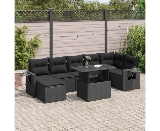 vidaXL vidaXL 8-cz. zestaw wypoczynkowy do ogrodu, z poduszkami, czarny Dārza mēbeļu komplekti