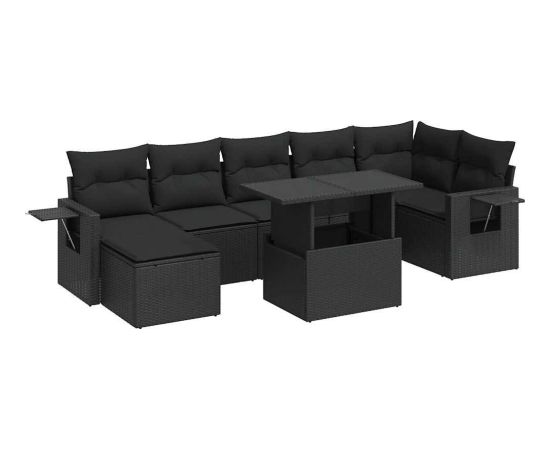 vidaXL vidaXL 8-cz. zestaw wypoczynkowy do ogrodu, z poduszkami, czarny Dārza mēbeļu komplekti