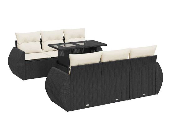 vidaXL vidaXL 7-cz. zestaw wypoczynkowy do ogrodu, z poduszkami, czarny Dārza mēbeļu komplekti