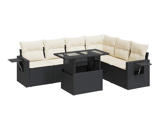 vidaXL vidaXL 7-cz. zestaw wypoczynkowy do ogrodu, z poduszkami, czarny Dārza mēbeļu komplekti