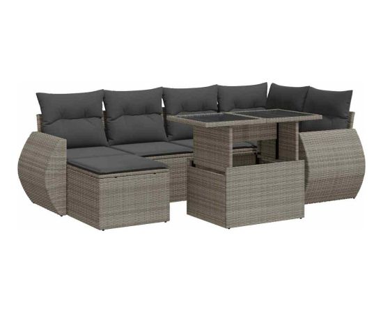 vidaXL vidaXL 7-cz. zestaw wypoczynkowy do ogrodu, z poduszkami, szary Dārza mēbeļu komplekti