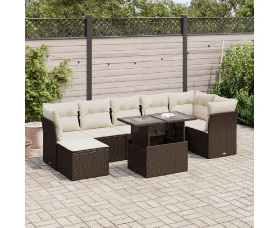 vidaXL vidaXL 8-cz. zestaw wypoczynkowy do ogrodu, z poduszkami, brązowy Dārza mēbeļu komplekti