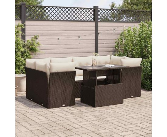 vidaXL vidaXL 7-cz. zestaw wypoczynkowy do ogrodu, z poduszkami, brązowy Dārza mēbeļu komplekti