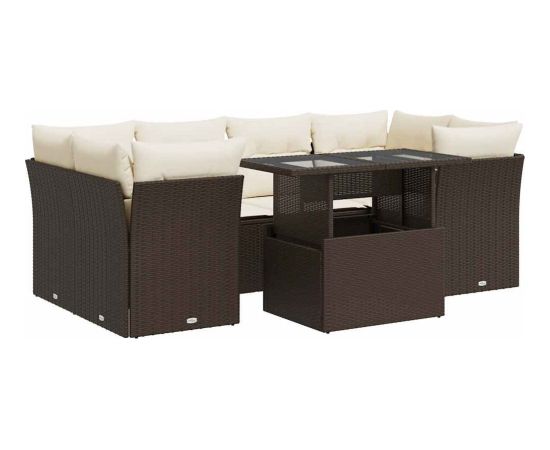 vidaXL vidaXL 7-cz. zestaw wypoczynkowy do ogrodu, z poduszkami, brązowy Dārza mēbeļu komplekti