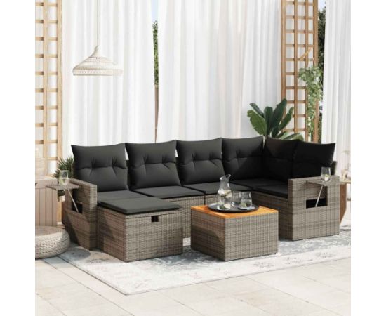 vidaXL vidaXL 7-cz. zestaw wypoczynkowy do ogrodu, z poduszkami, szary Dārza mēbeļu komplekti