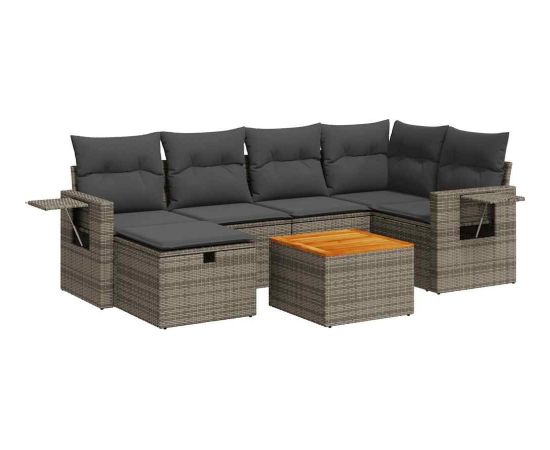 vidaXL vidaXL 7-cz. zestaw wypoczynkowy do ogrodu, z poduszkami, szary Dārza mēbeļu komplekti