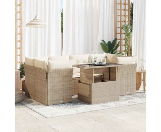 vidaXL vidaXL 7-cz. zestaw wypoczynkowy do ogrodu, z poduszkami, beżowy Dārza mēbeļu komplekti